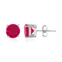 Boucles d'oreilles en argent et Calcedoine framboise