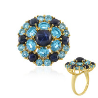 Bague en argent et Saphir étoilé bleu