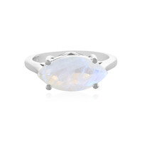 Bague en argent et Pierre de Lune arc-en-ciel