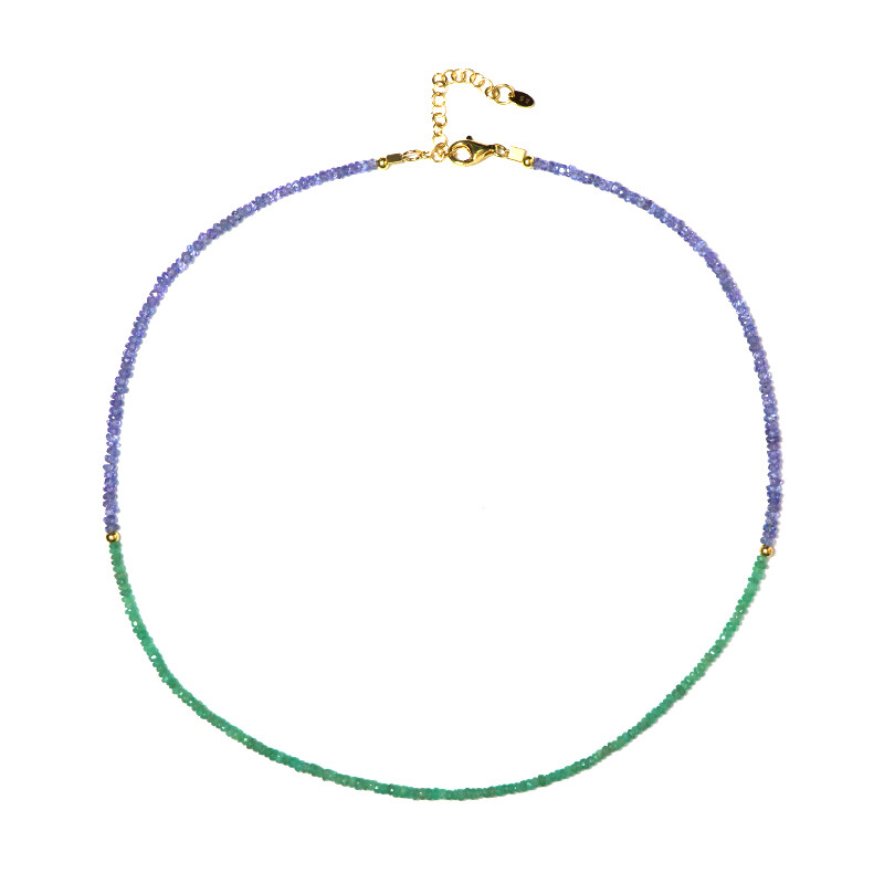 Collier émeraude De Zambie Qualité 3A – 20 Perles De 8 Mm Sur Chaîne Acier