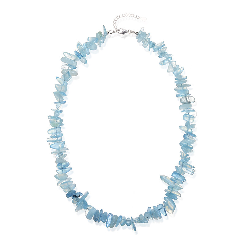 Collier élégant Aigue-marine Bleu Et Cristaux Couleur Argent - Bijou Vintage, Occasion Parfait état