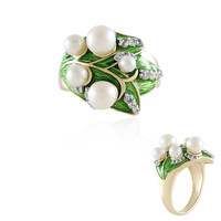 Bague en argent et Perle blanche de culture d'eau douce (Adela Silber)