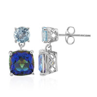 Boucles d'oreilles en argent et Quartz mystique bleu