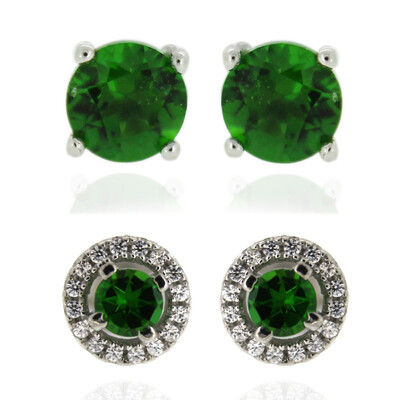 Boucles d'oreilles en argent et Diopside de Russie