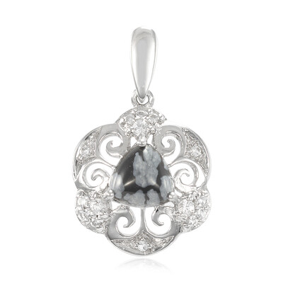 Pendentif en argent et Obsidienne Flocon-de-Neige