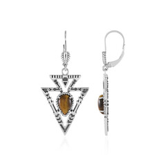 Boucles d'oreilles en argent et Œil de Tigre (Desert Chic)