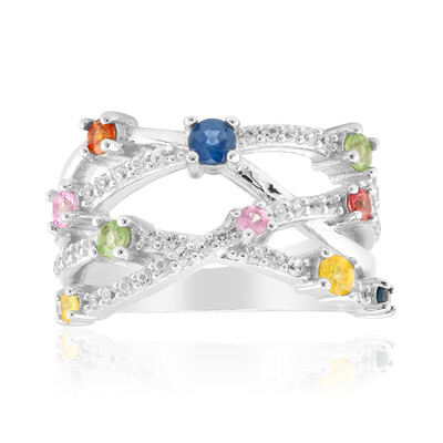 Bague en argent et Saphir vert