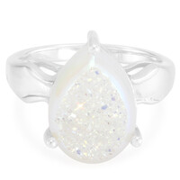 Bague en argent et Quartz étincelant perlé