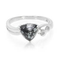 Bague en argent et Obsidienne Flocon-de-Neige
