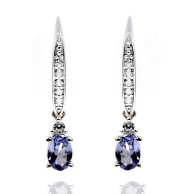 Boucles d'oreilles en argent et Tanzanite non chauffée
