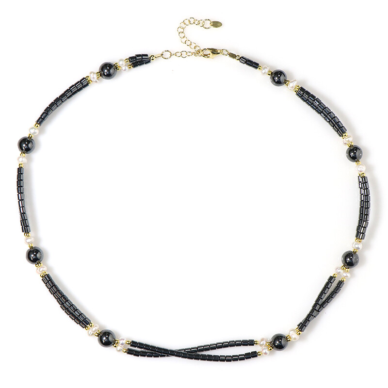 Collier Plastron En Hématite Noire - Occasion Jamais Porté - TBE