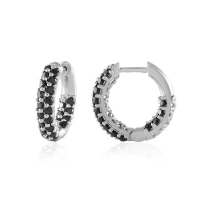 Boucles d'oreilles en argent et Spinelle noir