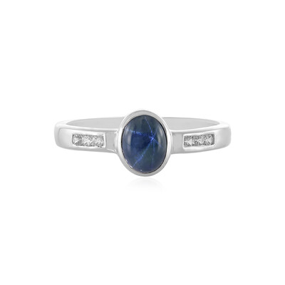 Bague en argent et Saphir étoilé bleu