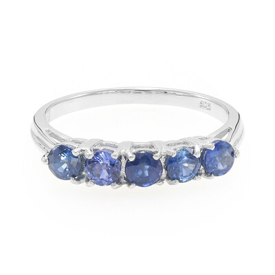 Bague en argent et Saphir bleu de Birmanie
