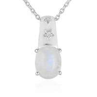 Collier en argent et Pierre de Lune arc-en-ciel