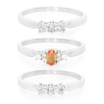 Bague en argent et Saphir Padparadscha