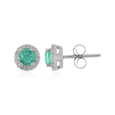 Boucles d'oreilles en argent et Emeraude de Russie