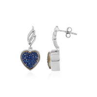 Boucles d'oreilles en argent et Agate scintillante bleue