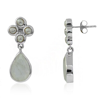 Boucles d'oreilles en argent et Labradorite blanche