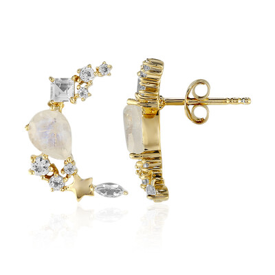 Boucles d'oreilles en argent et Pierre de Lune arc-en-ciel