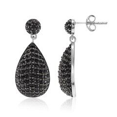 Boucles d'oreilles en argent et Spinelle noir