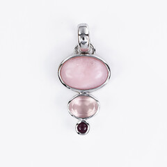 Pendentif en argent et Opale rose des Andes
