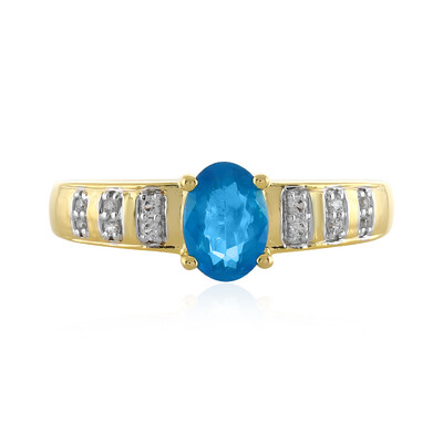 Bague en argent et Apatite bleu néon