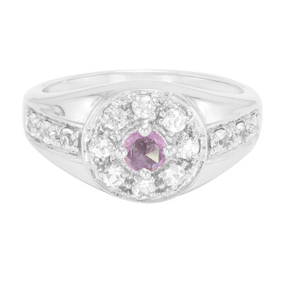 Bague en argent et Saphir pourpre de Ceylan non chauffé
