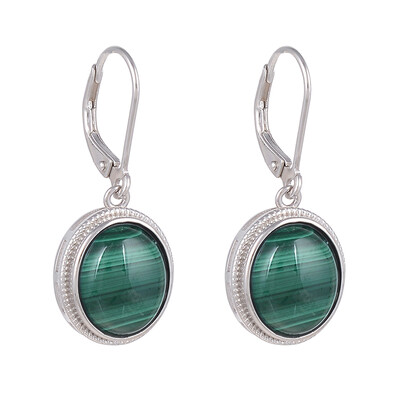 Boucles d'oreilles en argent et Malachite