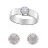 Bague en argent et Pierre de Lune arc-en-ciel