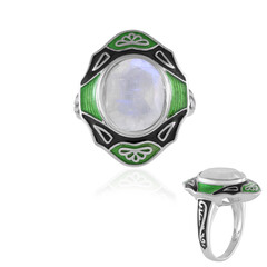 Bague en argent et Pierre de Lune arc-en-ciel (Adela Silber)