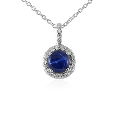 Collier en argent et Saphir étoilé bleu