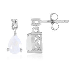 Boucles d'oreilles en argent et Pierre de Lune arc-en-ciel