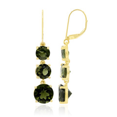 Boucles d'oreilles en or et Moldavite