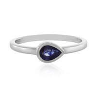 Bague en argent et Saphir bleu de Madagascar