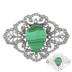 Broche en argent et Malachite