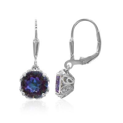 Boucles d'oreilles en argent et Quartz mystique bleu