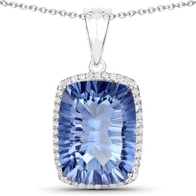 Collier en argent et Quartz mystique bleu