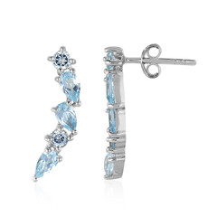 Boucles d'oreilles en argent et Topaze bleu ciel