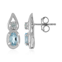 Boucles d'oreilles en argent et Topaze bleu ciel