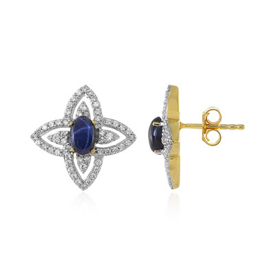 Boucles d'oreilles en argent et Saphir étoilé bleu
