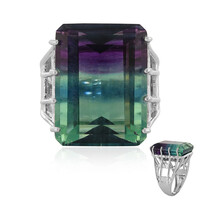 Bague en argent et Fluorite multicolore