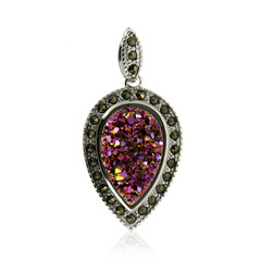 Pendentif en argent et Agate étincelante rose