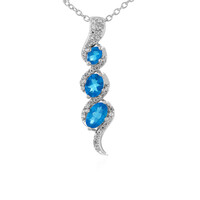 Collier en argent et Apatite bleu néon