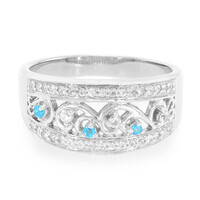 Bague en argent et Apatite bleu néon