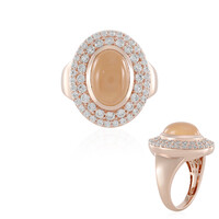 Bague en argent et Pierre de lune pêche (KM by Juwelo)