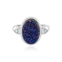 Bague en argent et Agate scintillante bleue