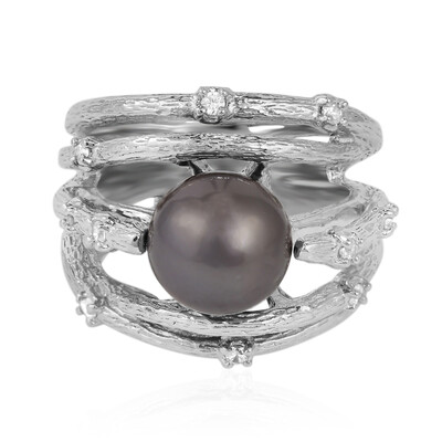 Bague en argent et Perle de culture de Tahiti (TPC)