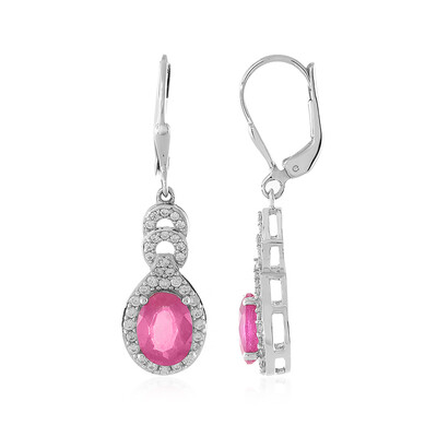 Boucles d'oreilles en argent et Saphir rose de Madagascar