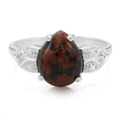 Bague en argent et Obsidienne acajou